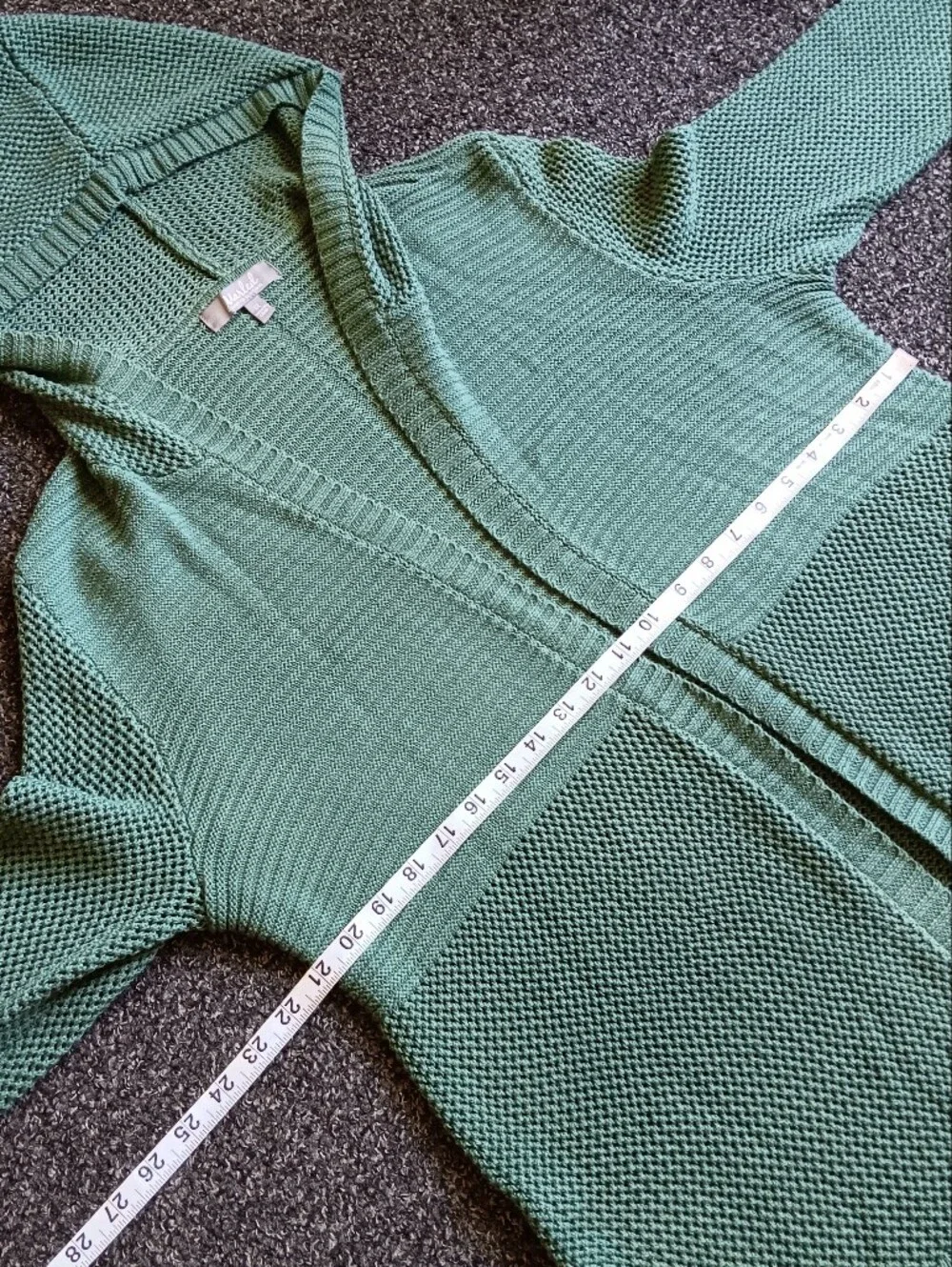 Marled 1X Light Green Hooded Knit Open Front Cardigan Sweater, Womens Plus Size